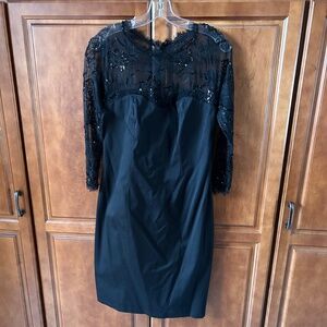 Tadashi Shoji Black Sheath Dress with Lace Size 10